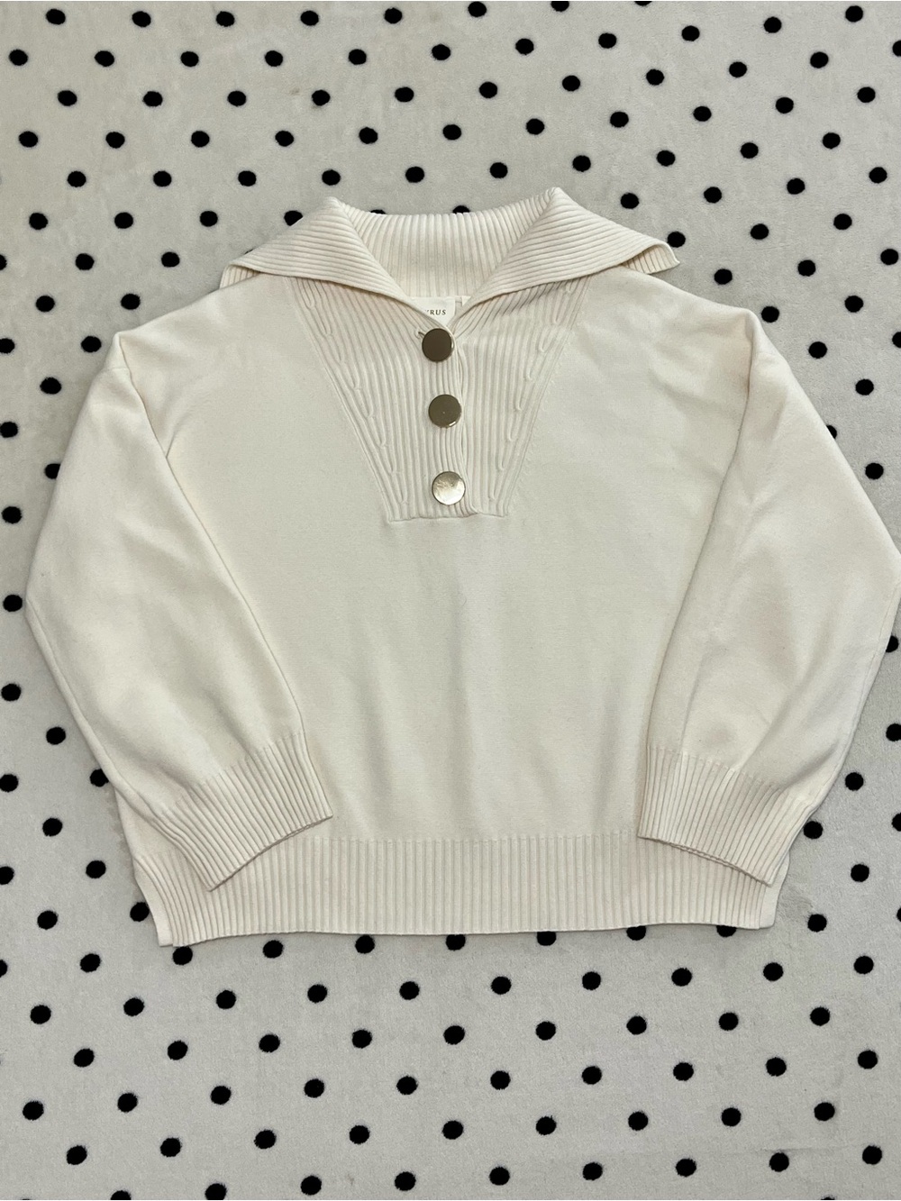 CYRUS Off-White Sailor Collar Button Henley Sweater Size M